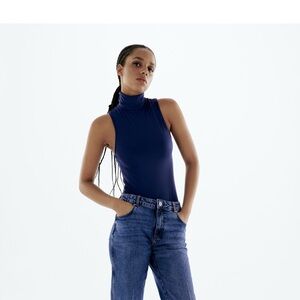 Blue turtle neck bodysuit Zara